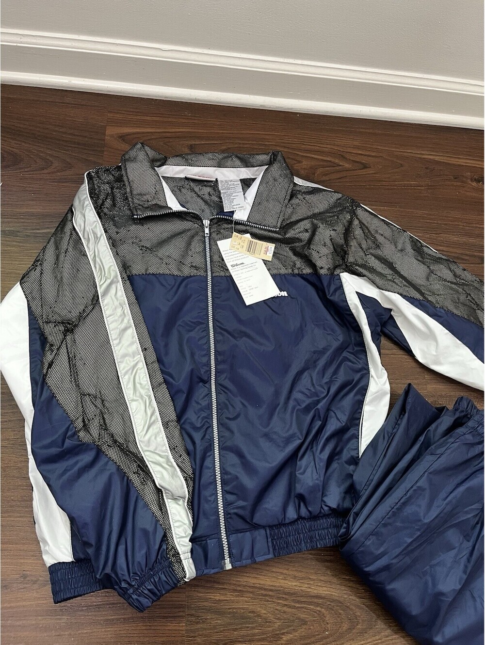 NOS Y2K Advantage by Wilson Blue Black Sz Large 90s FULL SUIT Windbreaker Jacket